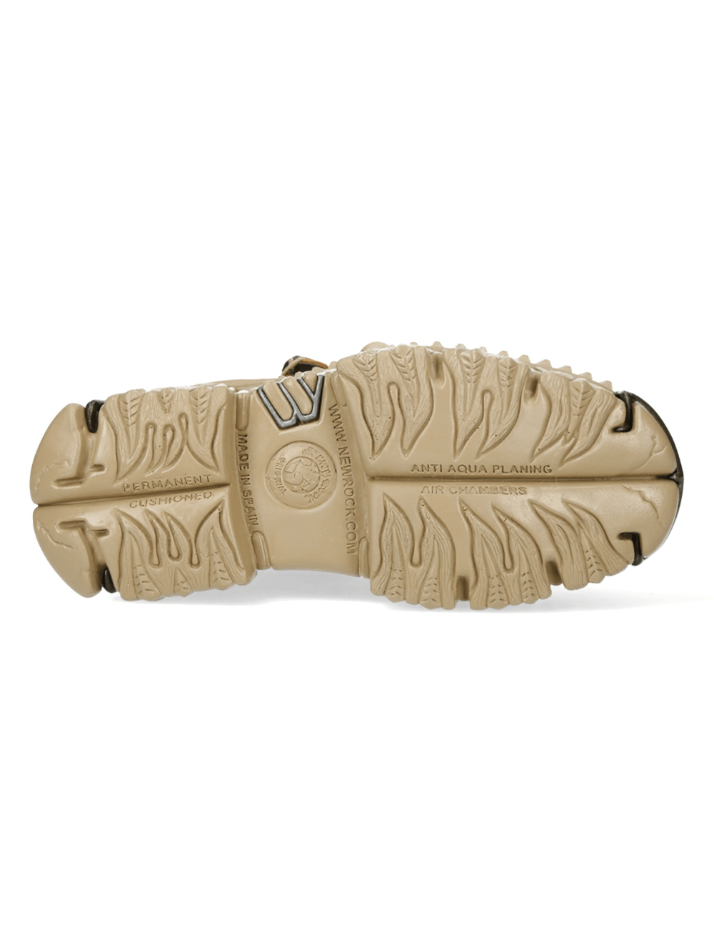 Bottom view of NEW ROCK punk rock ankle boots featuring a durable PU-Ultra sole with textured tread design.