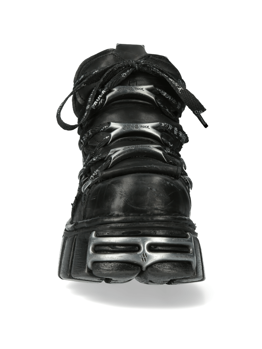 NEW ROCK Men's rugged black platform boots, stylish design blending punk and rock aesthetics for daily wear.