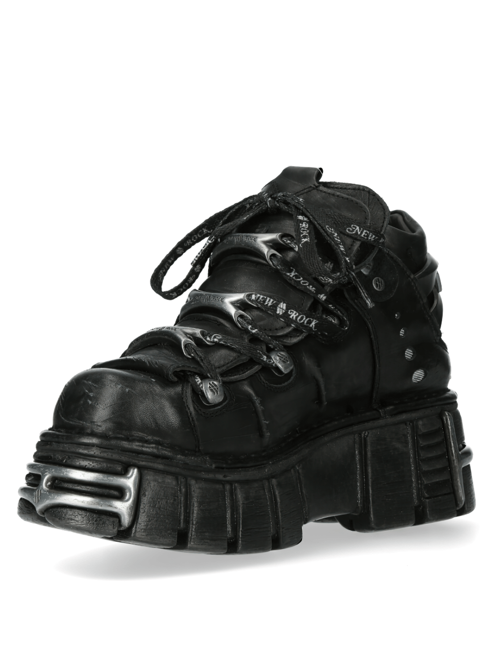 NEW ROCK Men's Black Platform Boots with punk style and rugged design for edgy urban wear.