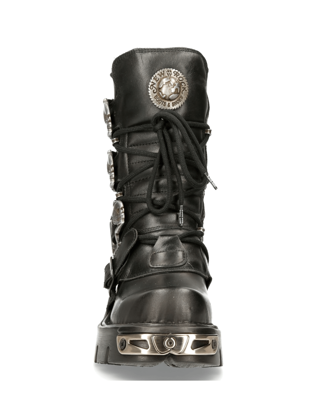 NEW ROCK Rugged Black Reactor Buckle-Laced Boots