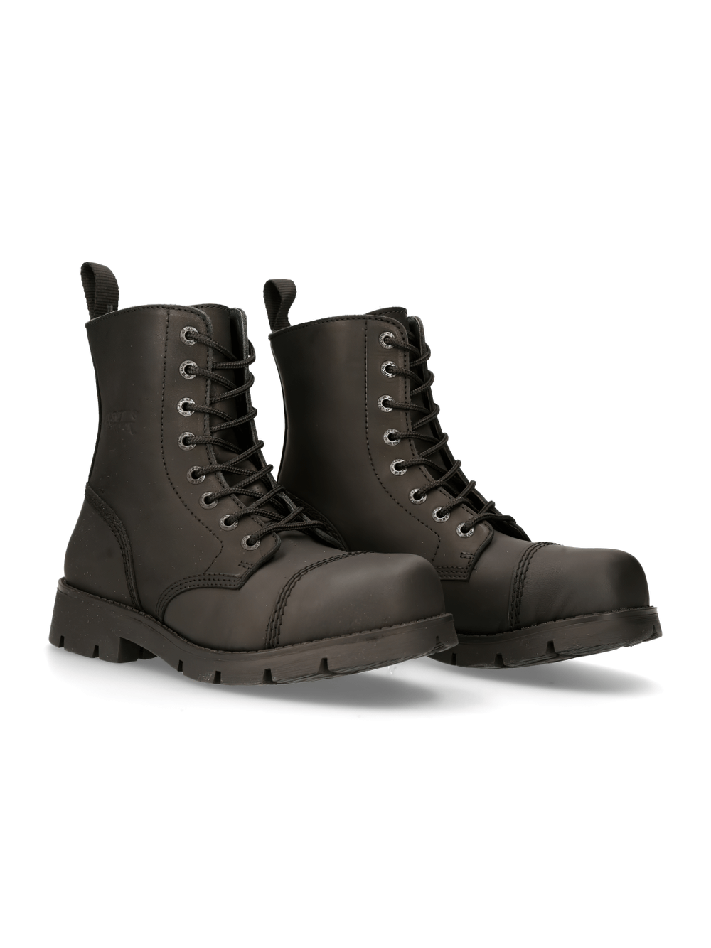 NEW ROCK Rugged Lace-Up Black Tactical Leather Boots