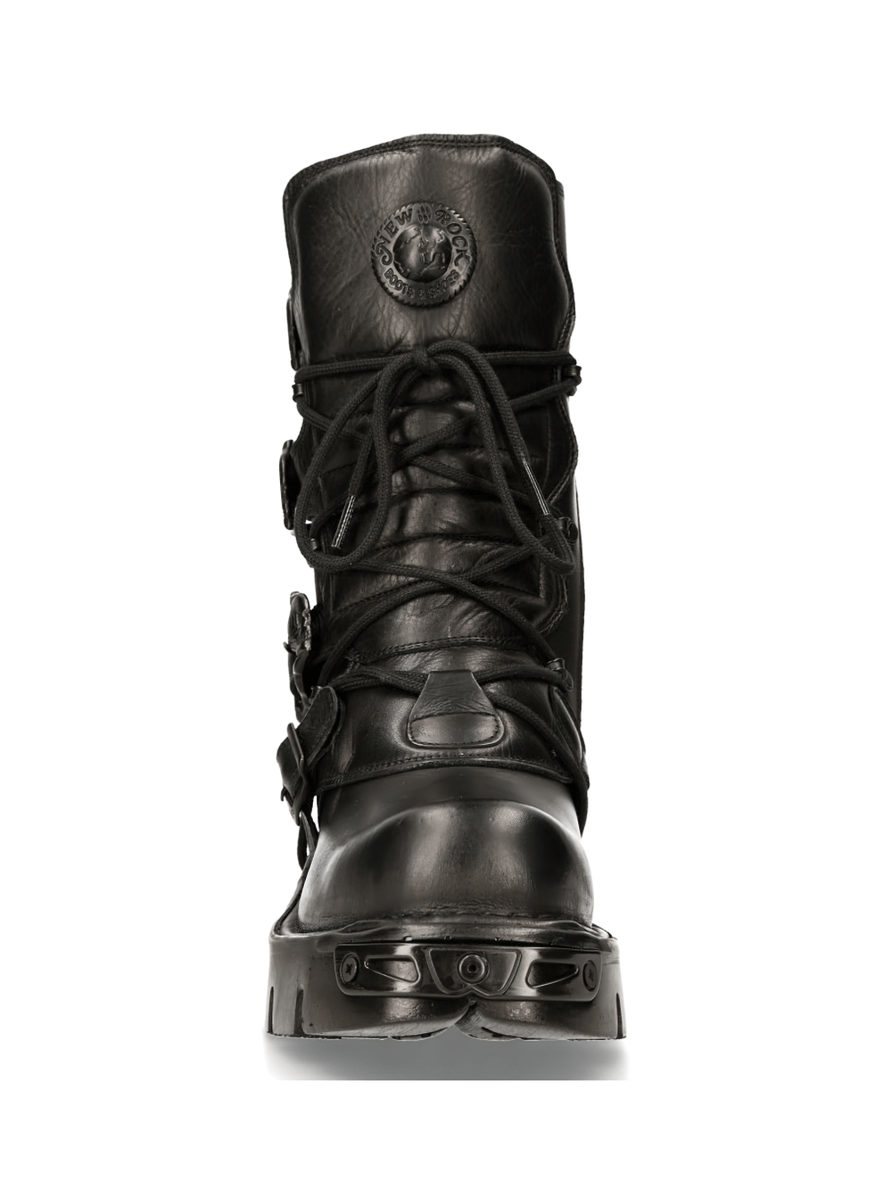 NEW ROCK Rugged Lace-Up Military Boots with Buckles