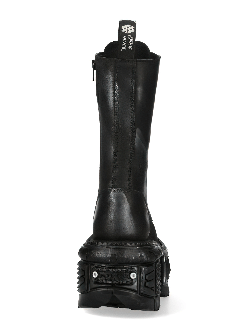NEW ROCK Rugged Leather Biker Combat Boots with Zipper