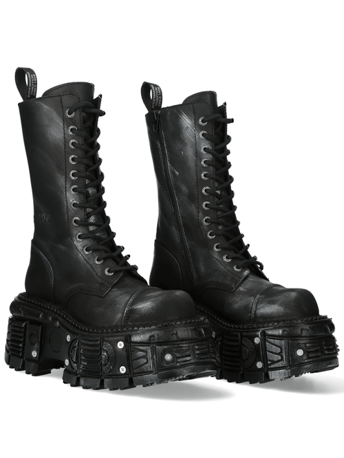 NEUE ROCK Damen Robuste Leder Biker Kampfstiefel mit Reißverschluss
