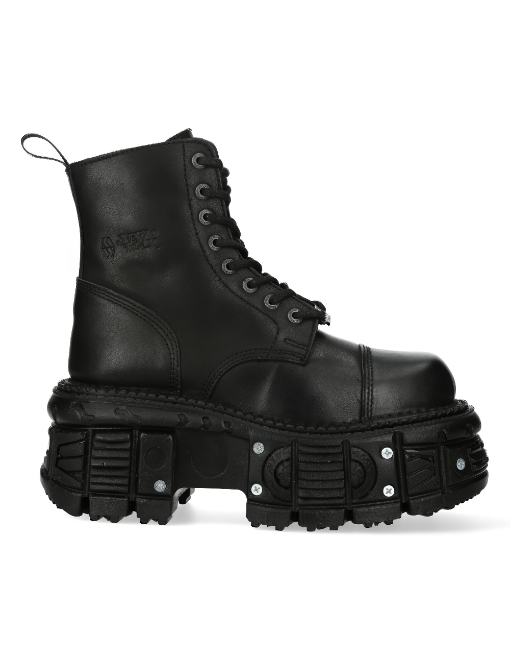 NEW ROCK Men's black ankle boots with ultra platform and stud details, perfect for punk style lovers.
