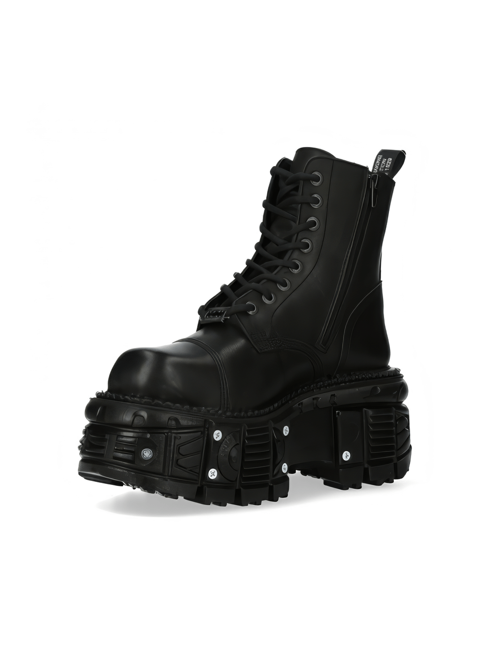 NEW ROCK Men's black ankle boot with ultra platform and stud details, perfect for a rugged punk style.