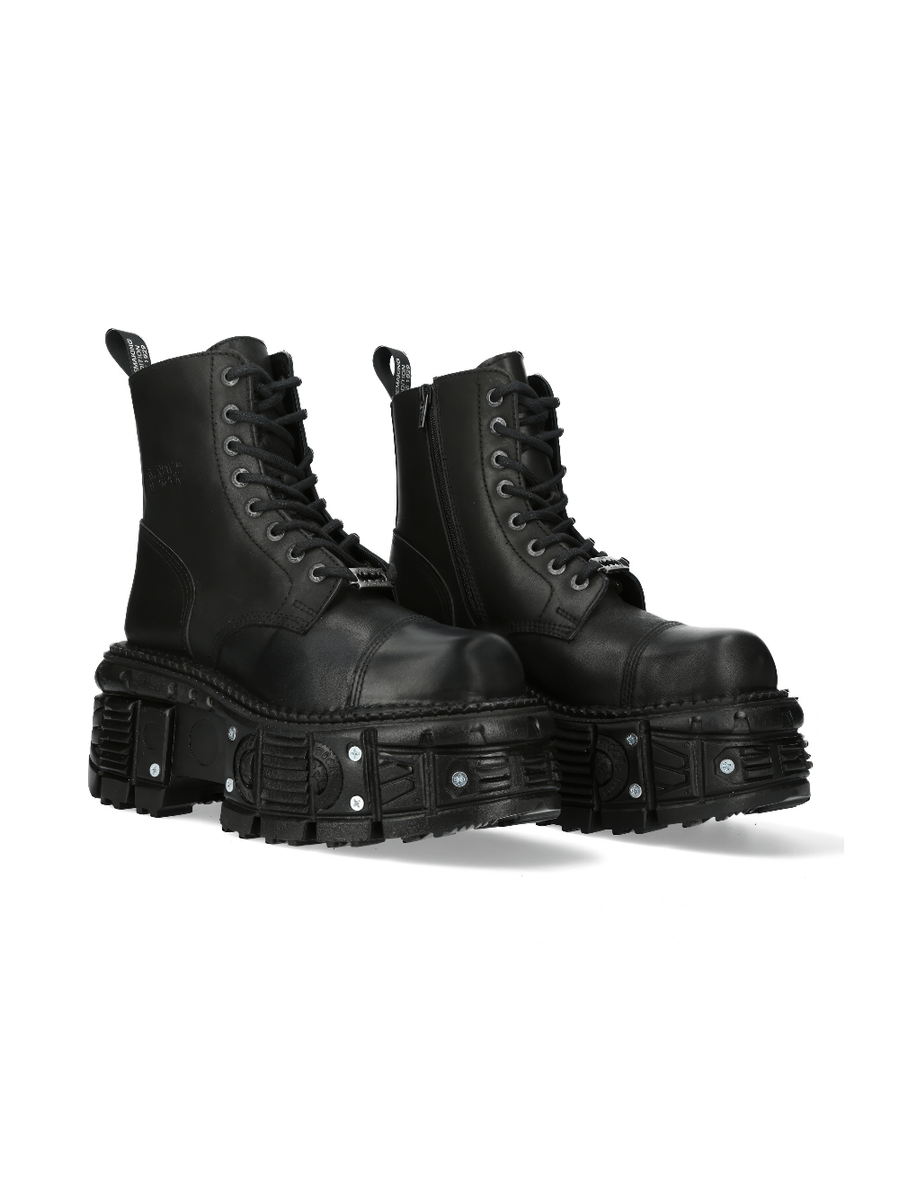 NEW ROCK Men's rugged punk style black ankle boots with stud details and ultra platform.
