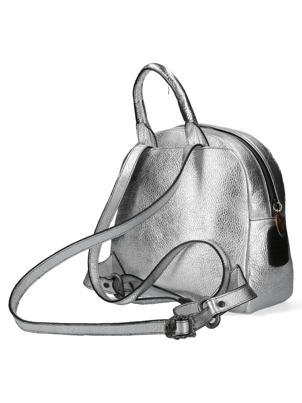 NEW ROCK silver gothic backpack with zipper closure, perfect for punk and urban styles.