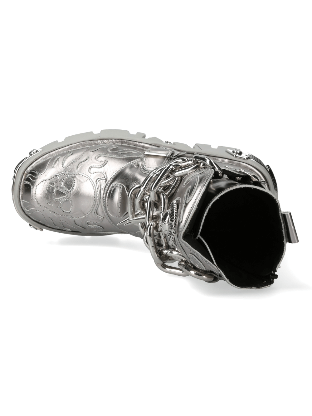 NEW ROCK Silver Metallic Chain Boots for Punk Fashion