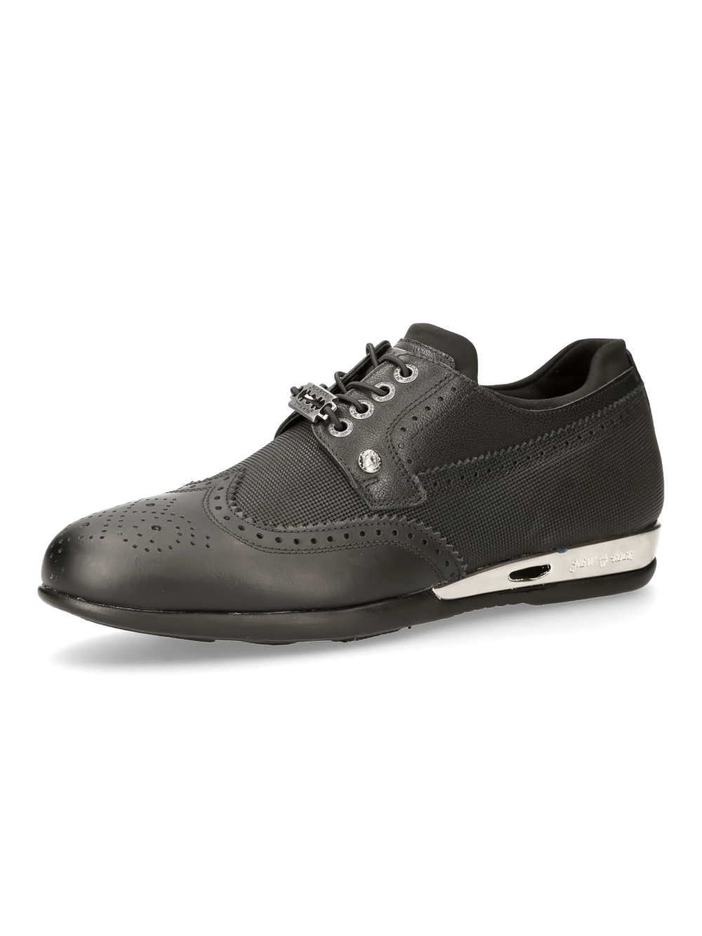 Sleek black leather lace-up athletic shoes from the hybrid collection, perfect for urban style and everyday comfort.