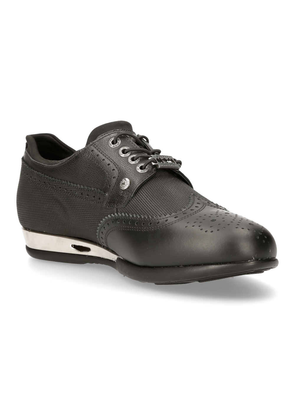 NEW ROCK Chaussures de sport élégantes à lacets en cuir noir