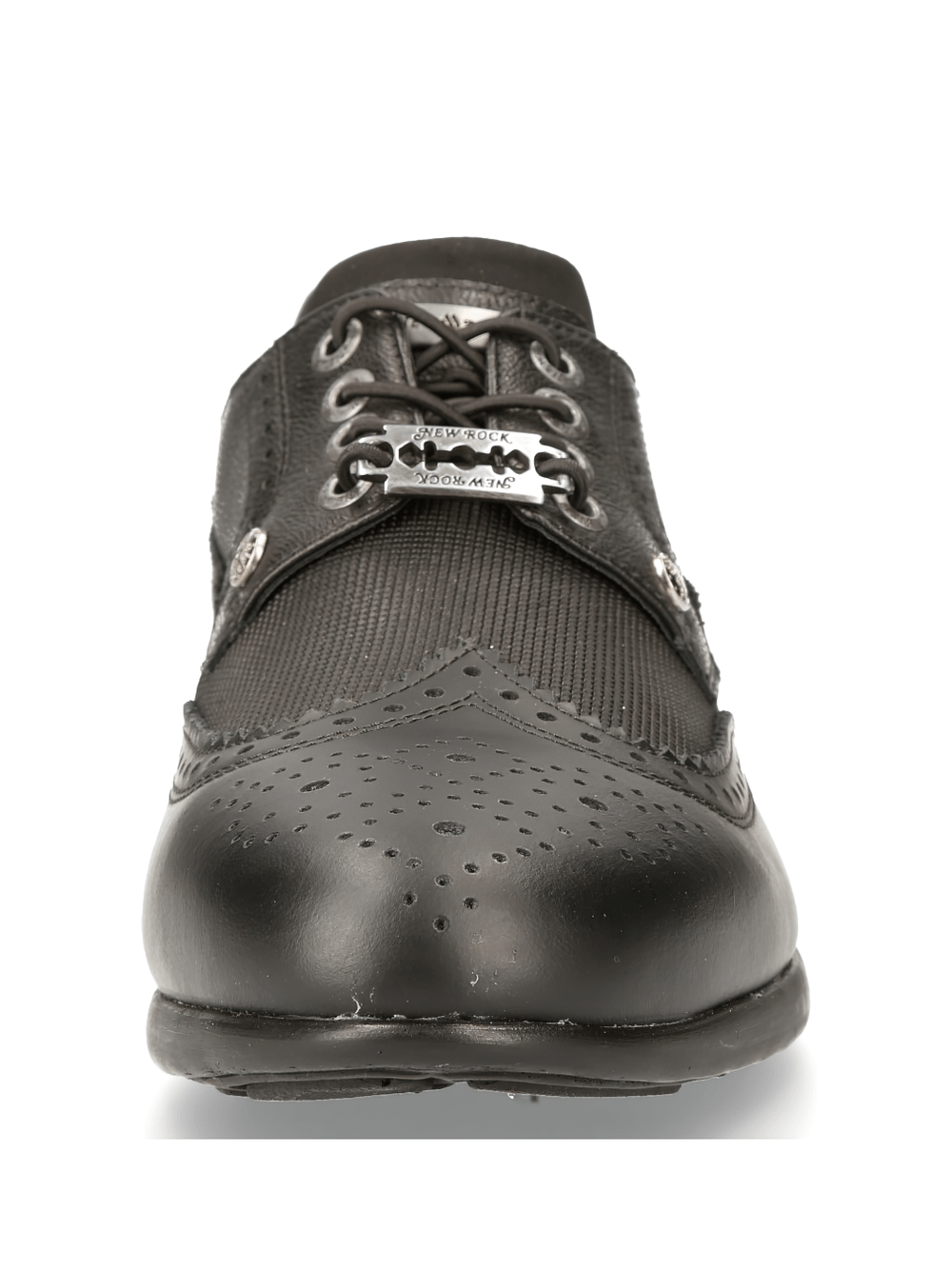 NEW ROCK Sleek Black Leather Lace-Up Athletic Shoes