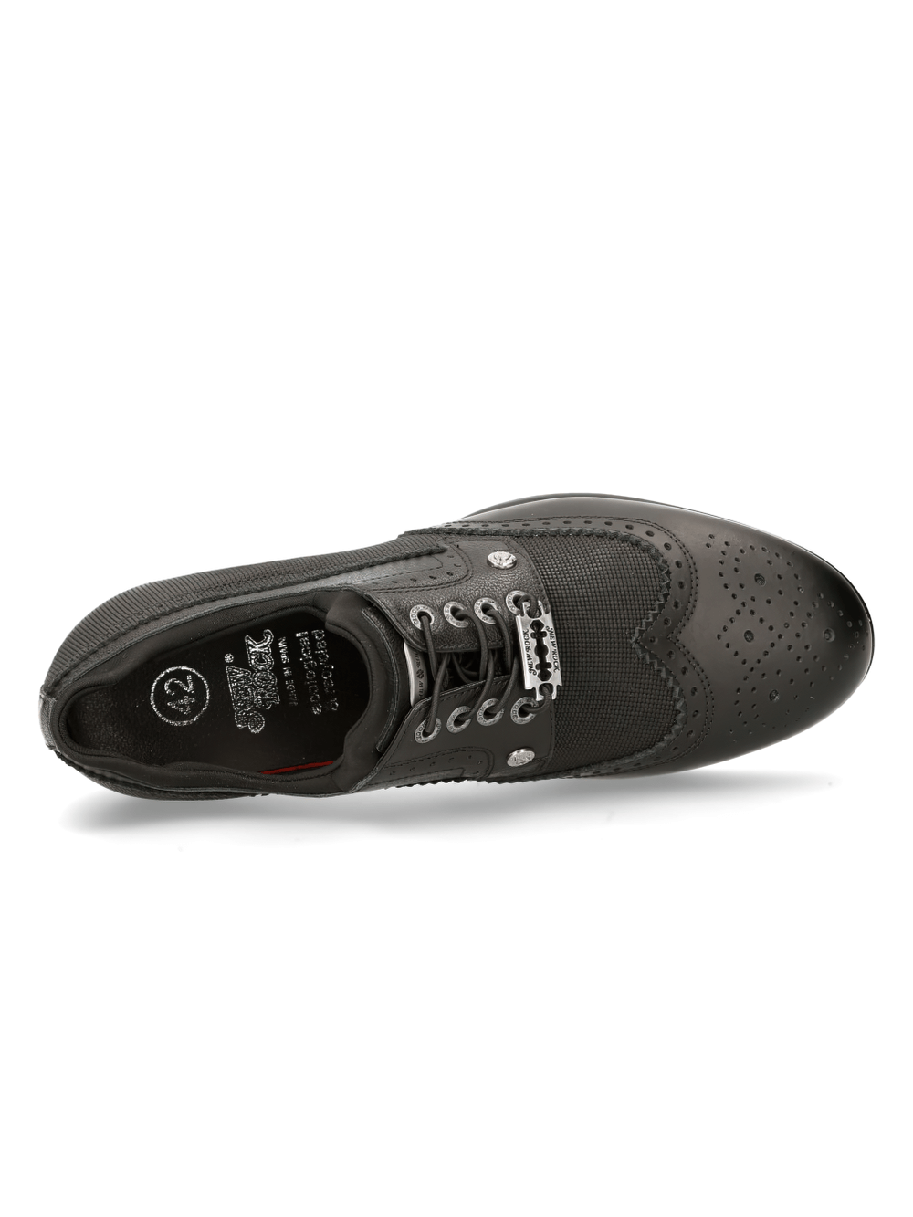 NEW ROCK Chaussures de sport élégantes à lacets en cuir noir