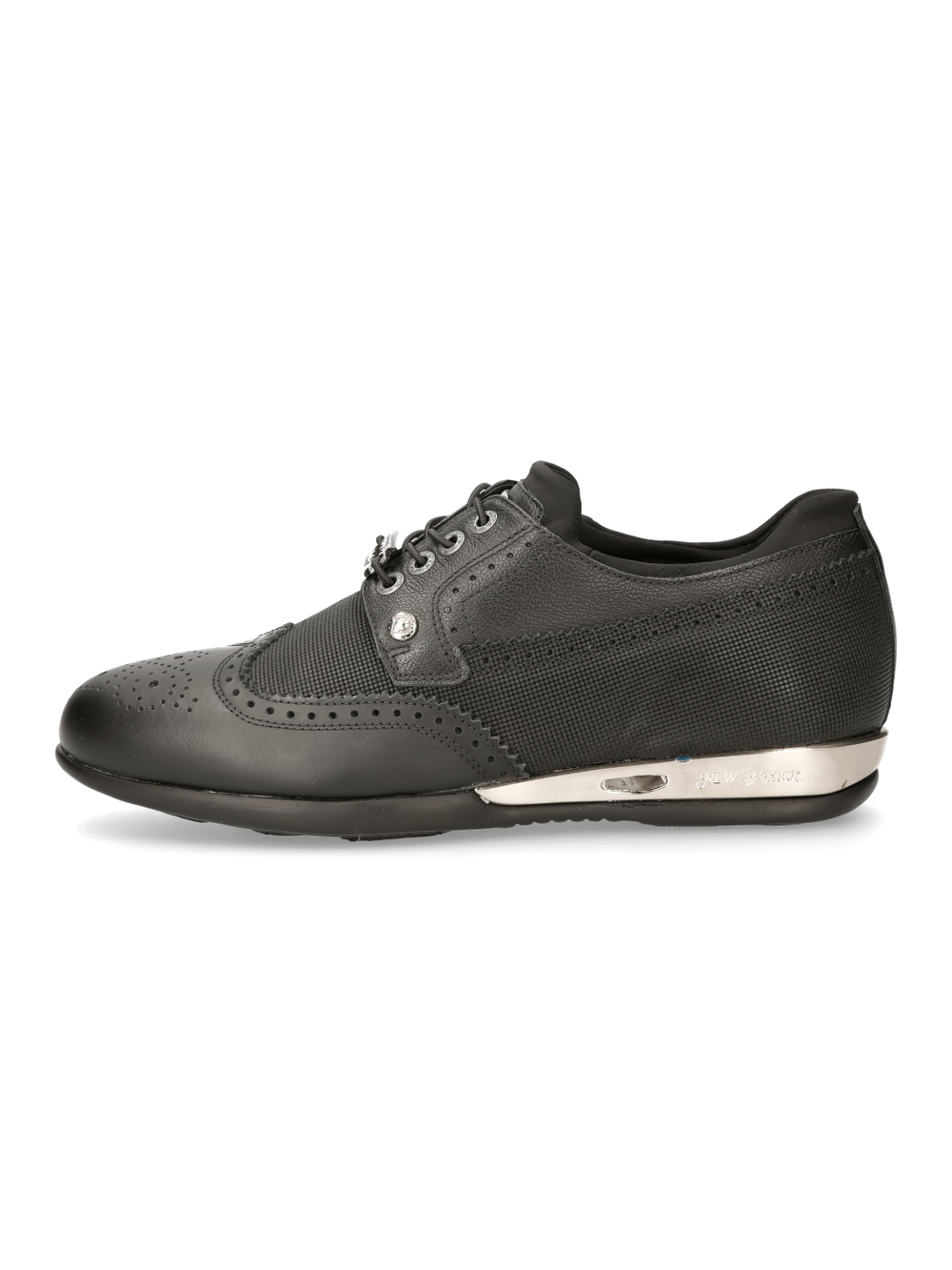 Sleek black leather lace-up athletic shoes with a modern design and durable sole, perfect for urban style.