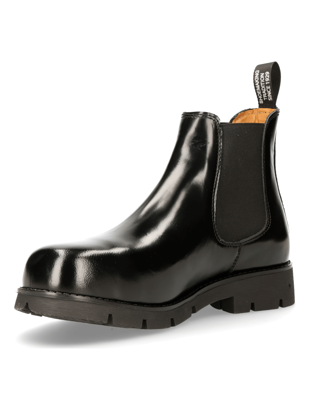 NEW ROCK Sleek Black Military Ankle Boots With Steel Toes