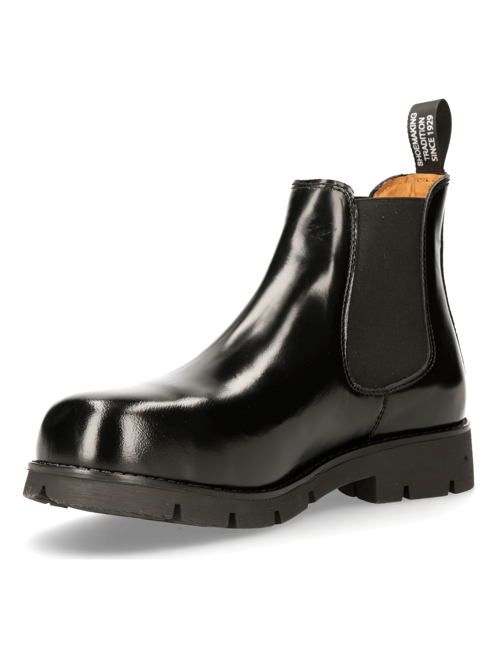 NEW ROCK sleek black military ankle boots with steel toes, perfect for punk and gothic styles.
