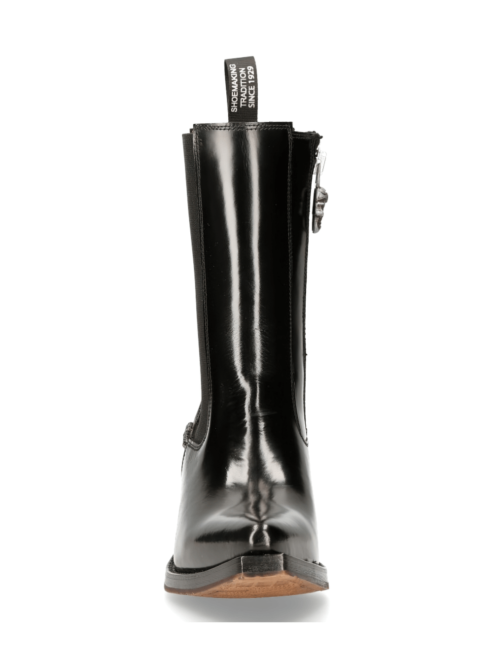 Sleek black zippered cowboy ankle boots for women, showcasing a polished Western style and sturdy construction.