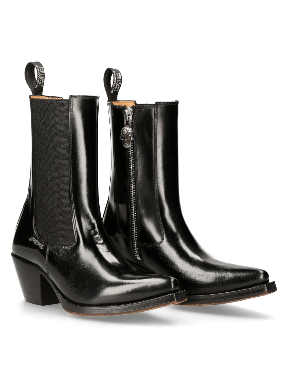 Sleek black zippered cowboy ankle boots for women in Western style, perfect for a trendy everyday look.