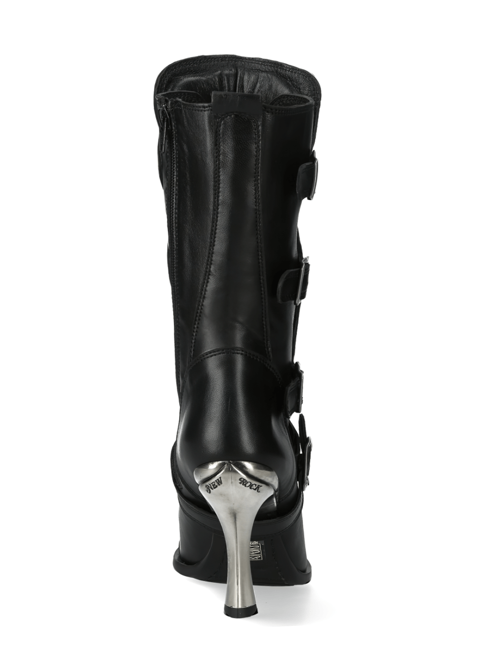 NEW ROCK Striking Black Leather High Heel Boots