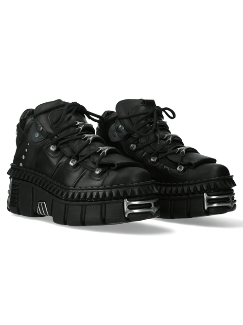 NEUE ROCK Damen Nieten Schwarz Plateauschuhe für einen kantigen Stil