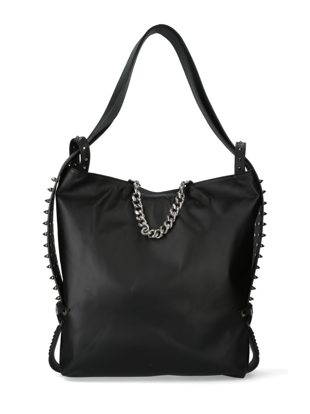 NEW ROCK edgy black studded shoulder bag with silver chain and spikes, perfect for gothic and punk fashion.