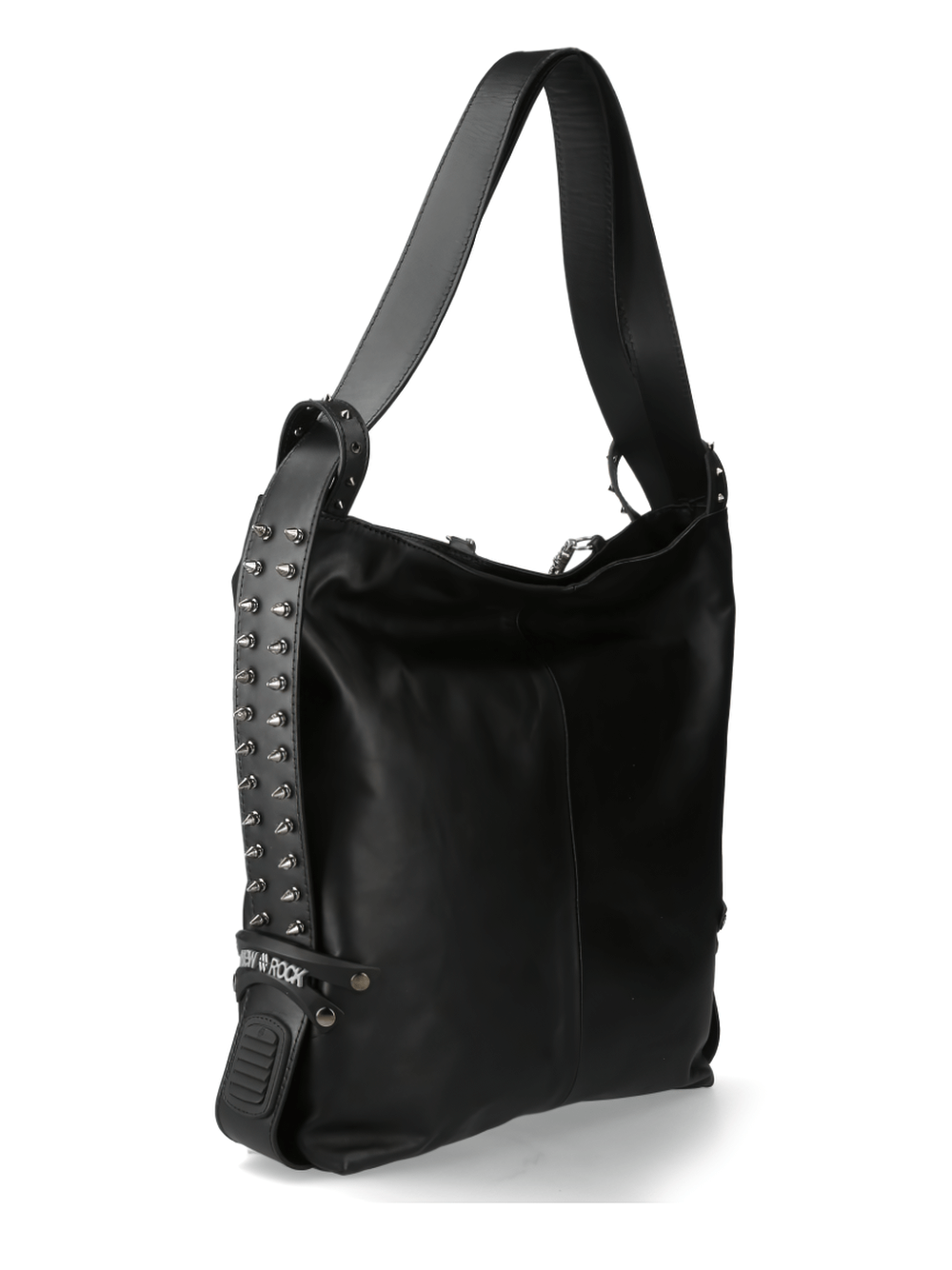 Edgy NEW ROCK studded shoulder bag with silver chain and spikes for gothic punk style.