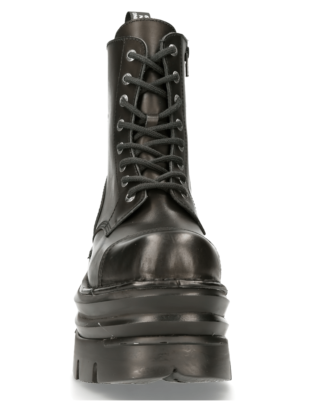 NEW ROCK Sturdy Black Military-Style Leather Boots