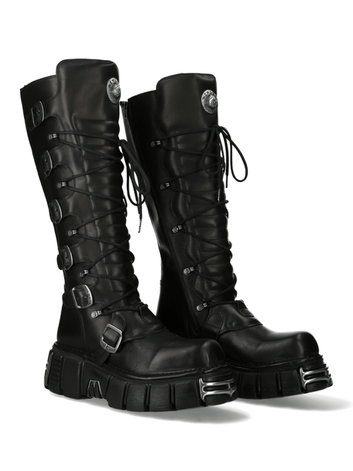 Botas Altas Resistentes con Cordones y Hebillas para Mujer de NEW ROCK