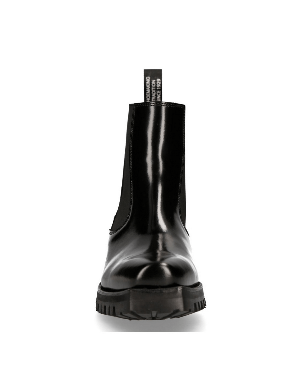 Stylish NEW ROCK Chelsea ankle boots featuring sleek black leather and durable elastic sides for easy wear.