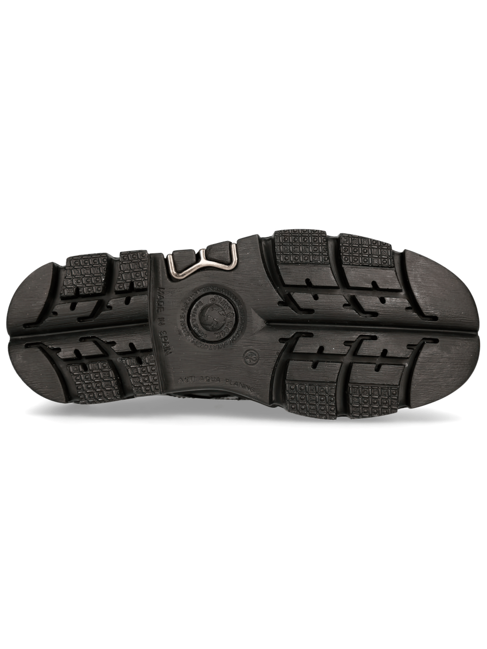 Bottom view of NEW ROCK heavy rock gothic platform shoes showcasing durable natural rubber sole design.