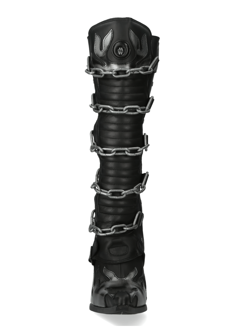 NEW ROCK Gothic high boots with chains, featuring a stylish punk design and black leather craftsmanship.