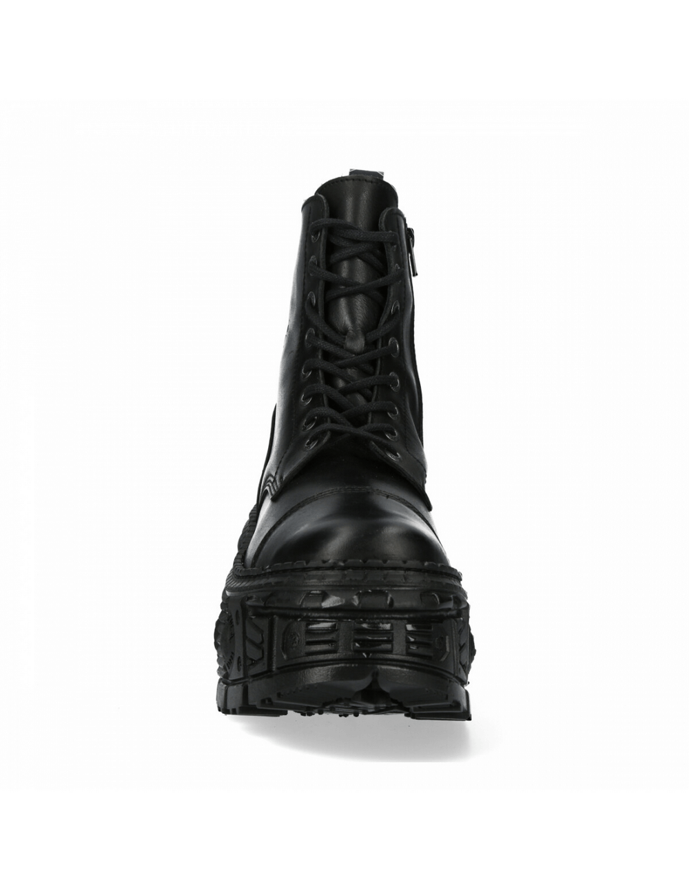 NEW ROCK black gothic ankle boots with platform, lace-up design, and military-inspired details.