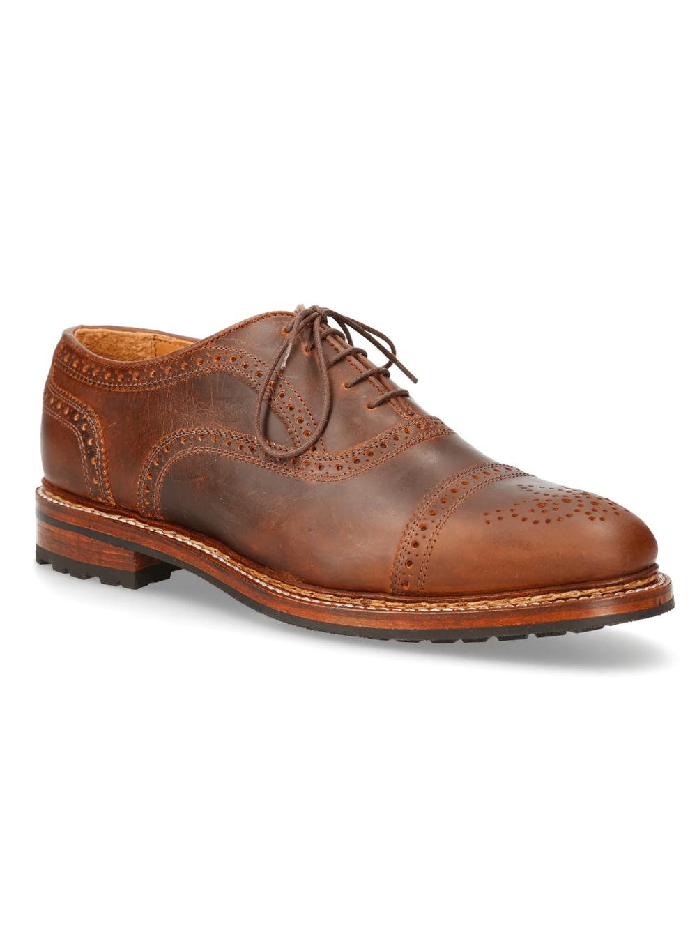 NEW ROCK tan leather wingtip shoes with stylish design, perfect blend of durability and flair for men and women.