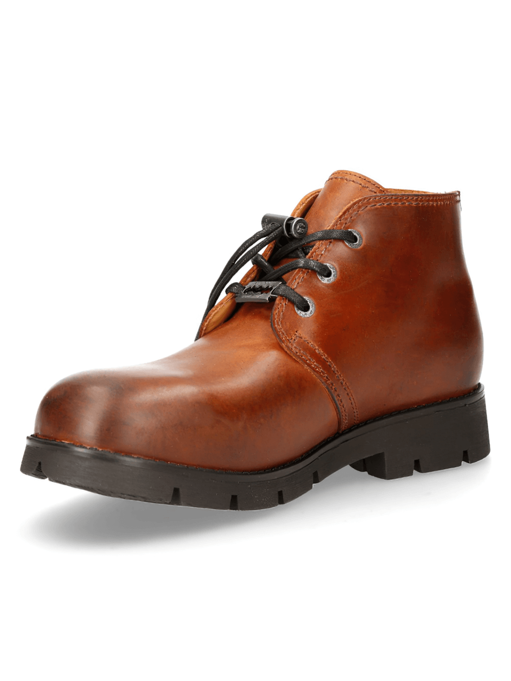 NEW ROCK stylish brown lace-up leather ranger shoes with durable rubber sole and modern edge. Perfect for urban rock style!