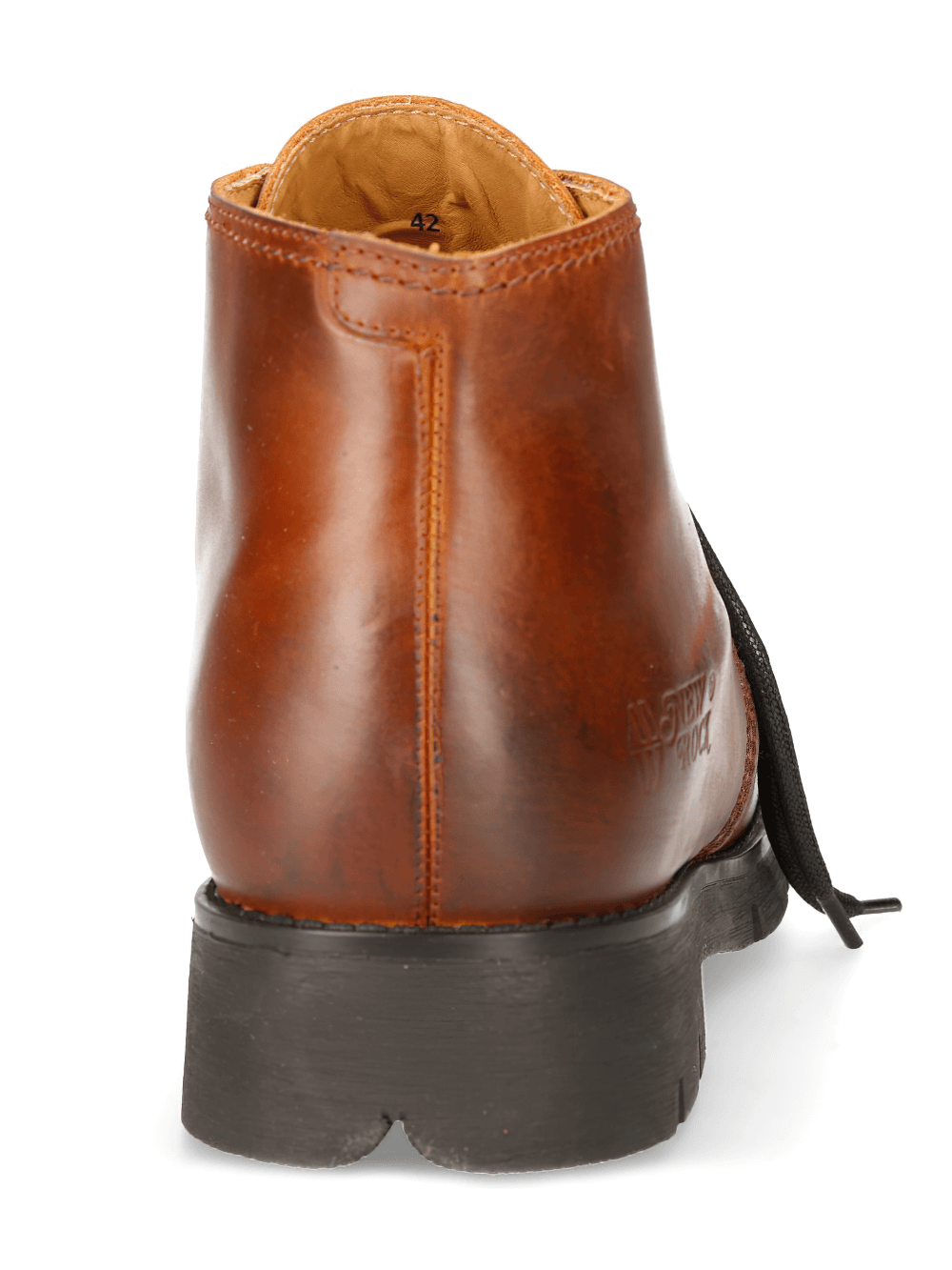 Back view of stylish ranger brown lace-up leather shoe, showcasing premium leather and sturdy rubber sole.