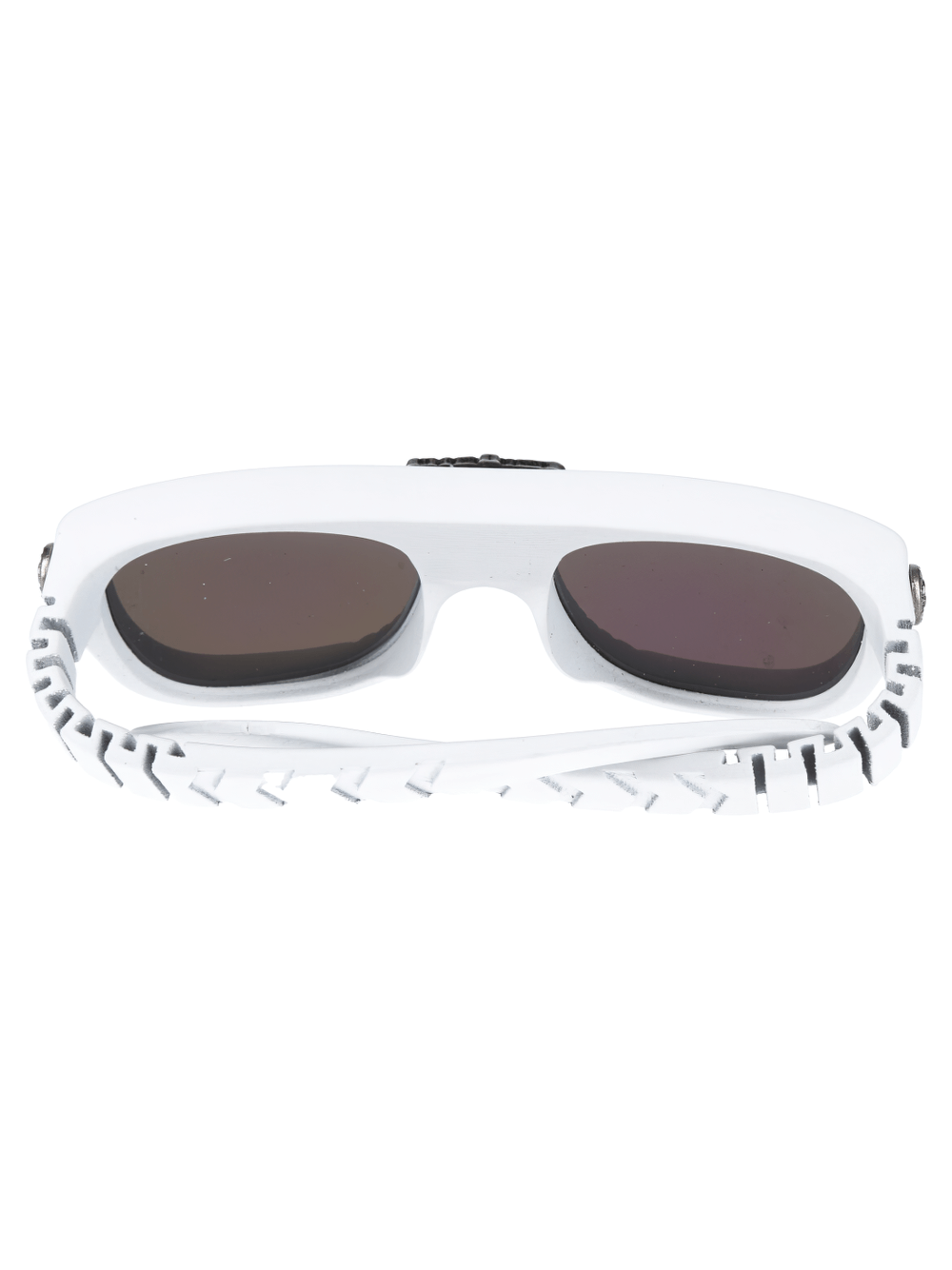 NEW ROCK white punk-inspired sunglasses with studded accents and mirror lenses for edgy fashion.