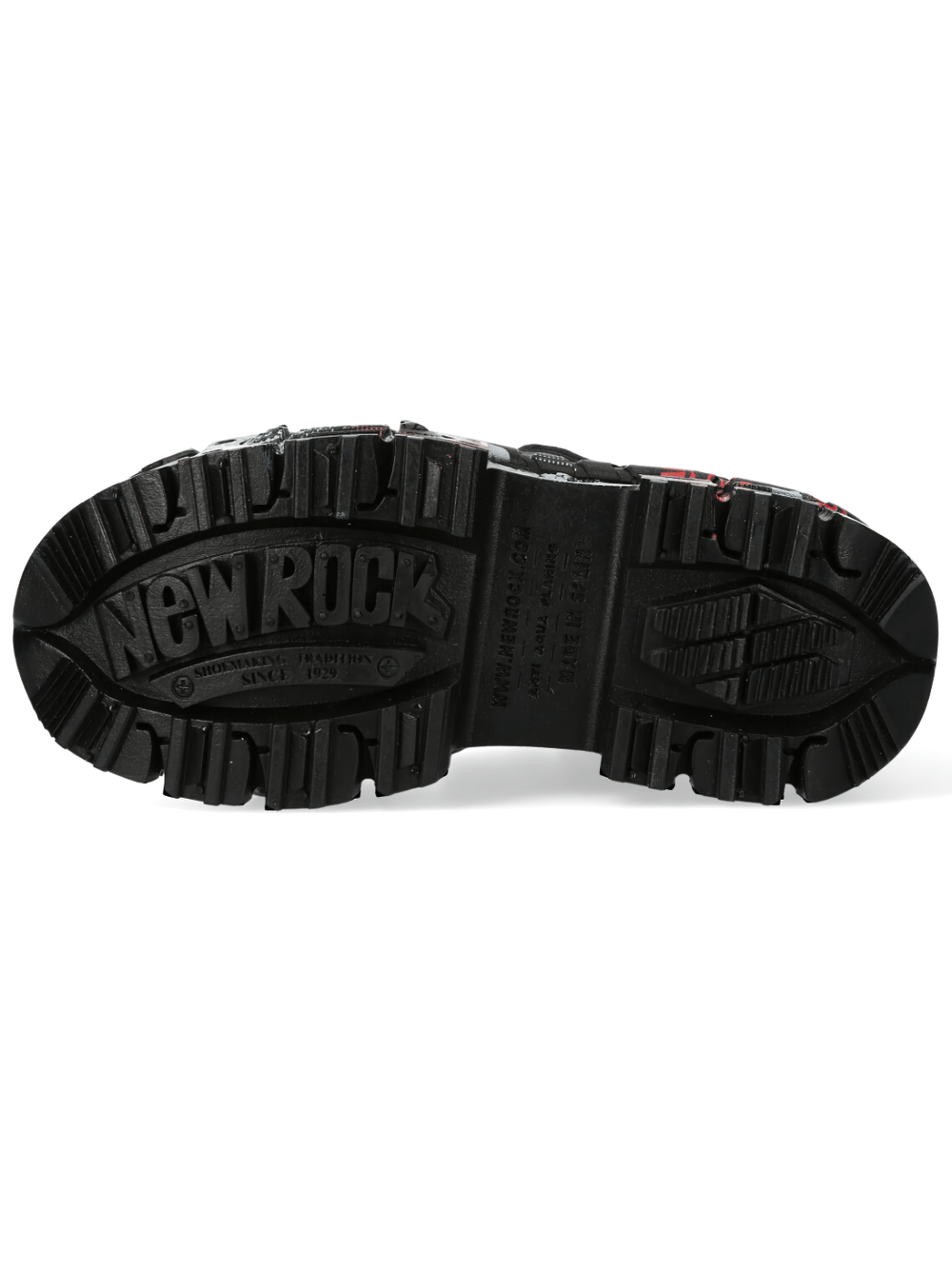 NEW ROCK Men's black ankle boots sole showcasing durable PU-ultra grip for stylish comfort and urban flair.