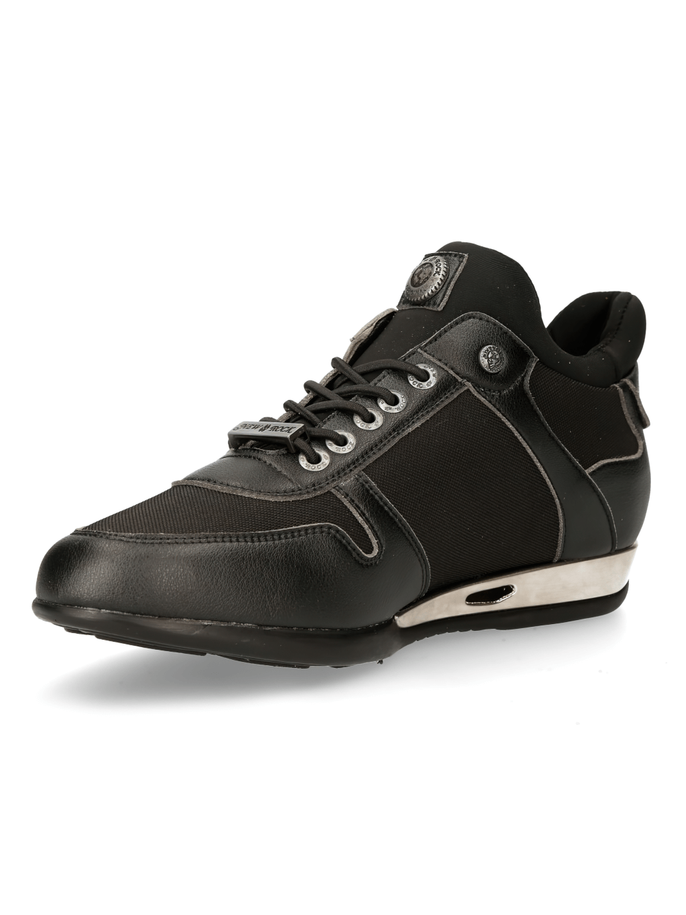 Trendy urban black hybrid sneakers with lacing for men and women, perfect for sports and daily wear.