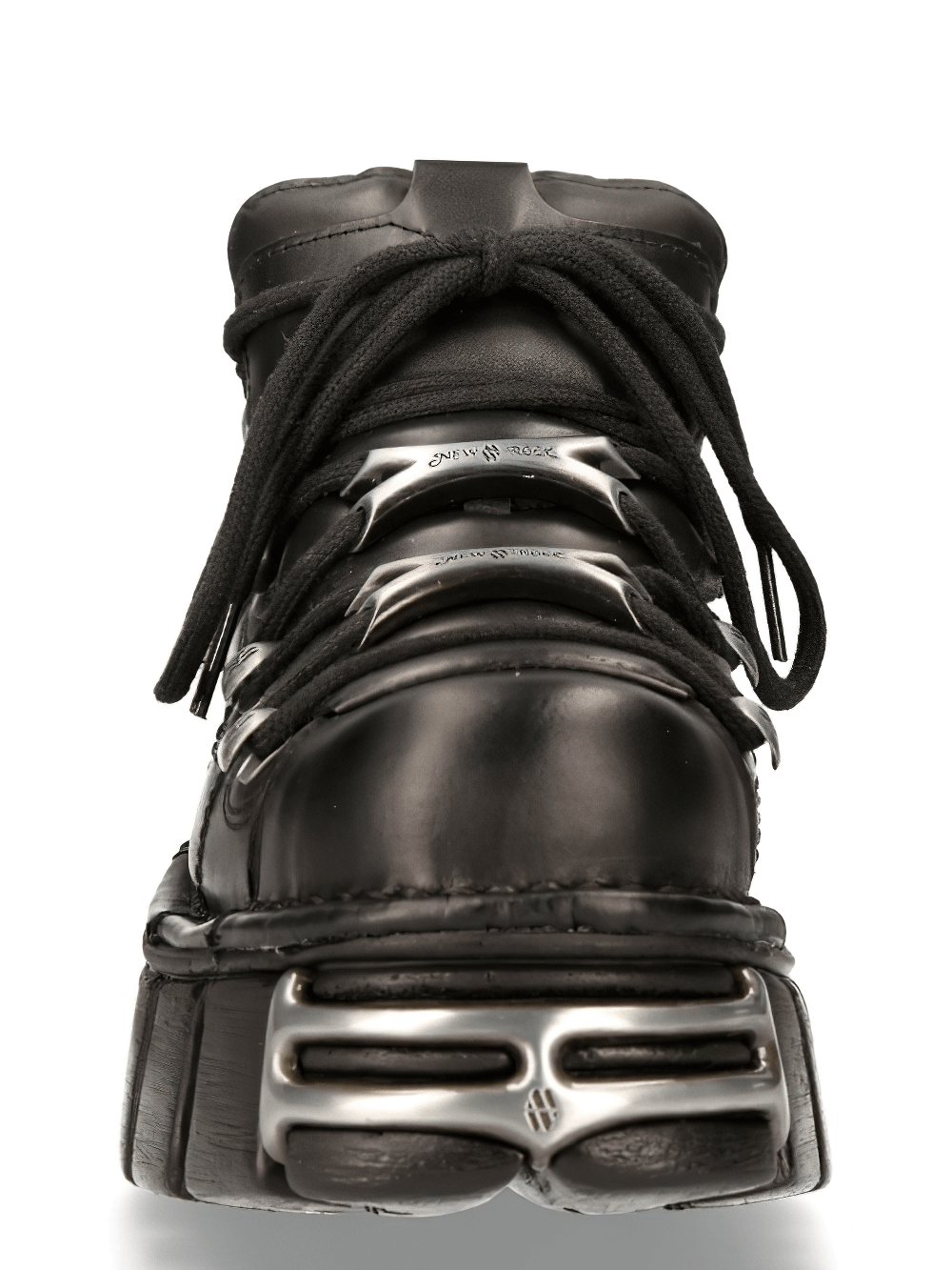 NEW ROCK Unisex Black Lace-Up Platform Ankle Boots