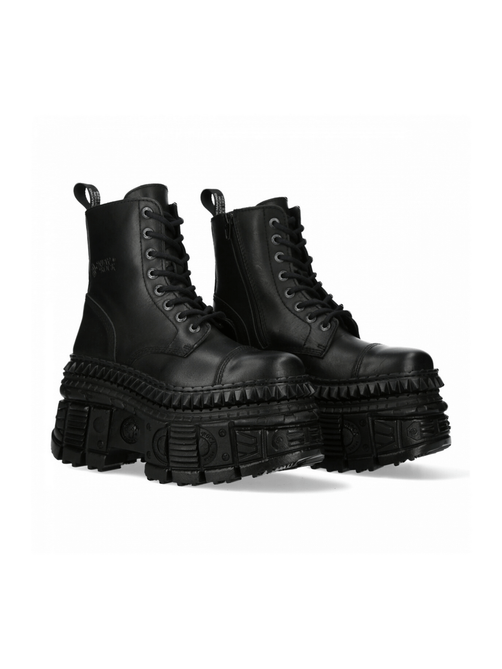 NEW ROCK unisex black leather platform ankle boots, featuring a dramatic 9cm platform for a bold gothic style.