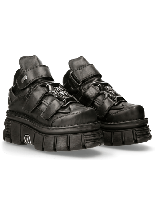 NEUE ROCK Damen Lederstiefeletten mit metallischen Details
