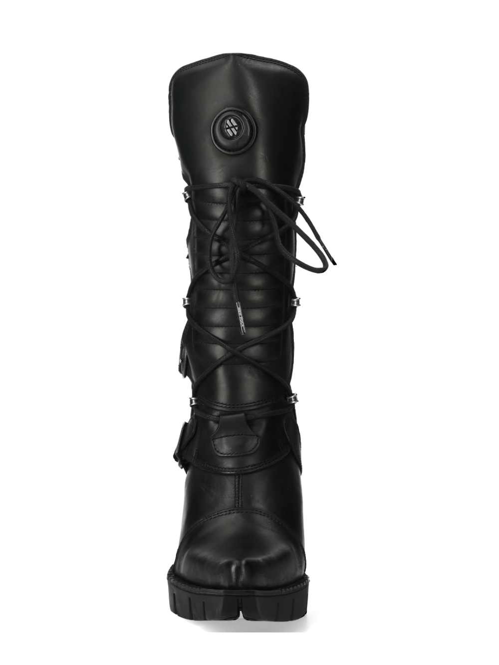 NEW ROCK Urban Black Lace-Up Heeled Boots With Buckles