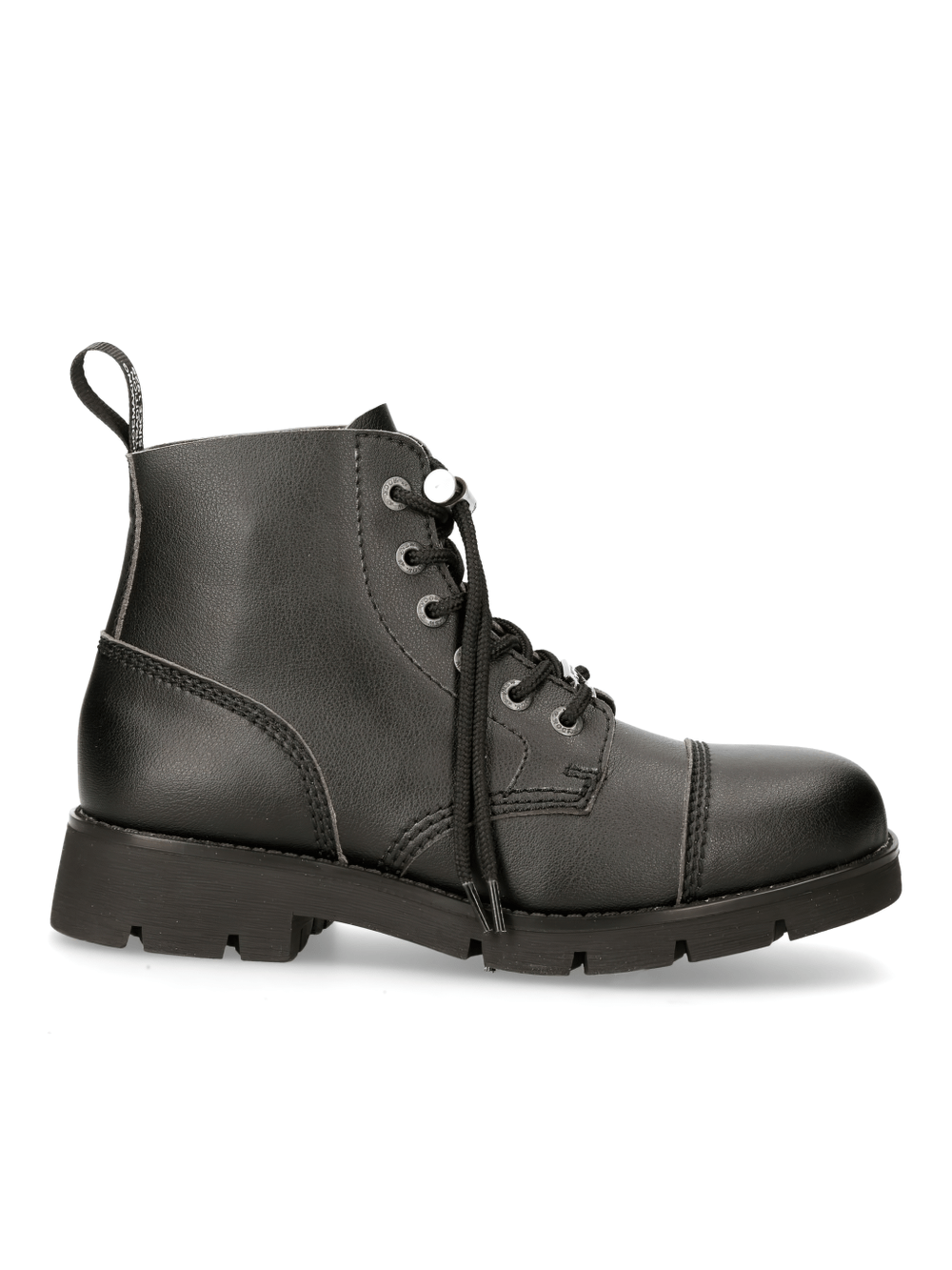 New Rock Black Ranger Lace-Up Ankle Boots with edgy design for urban style and everyday wear.