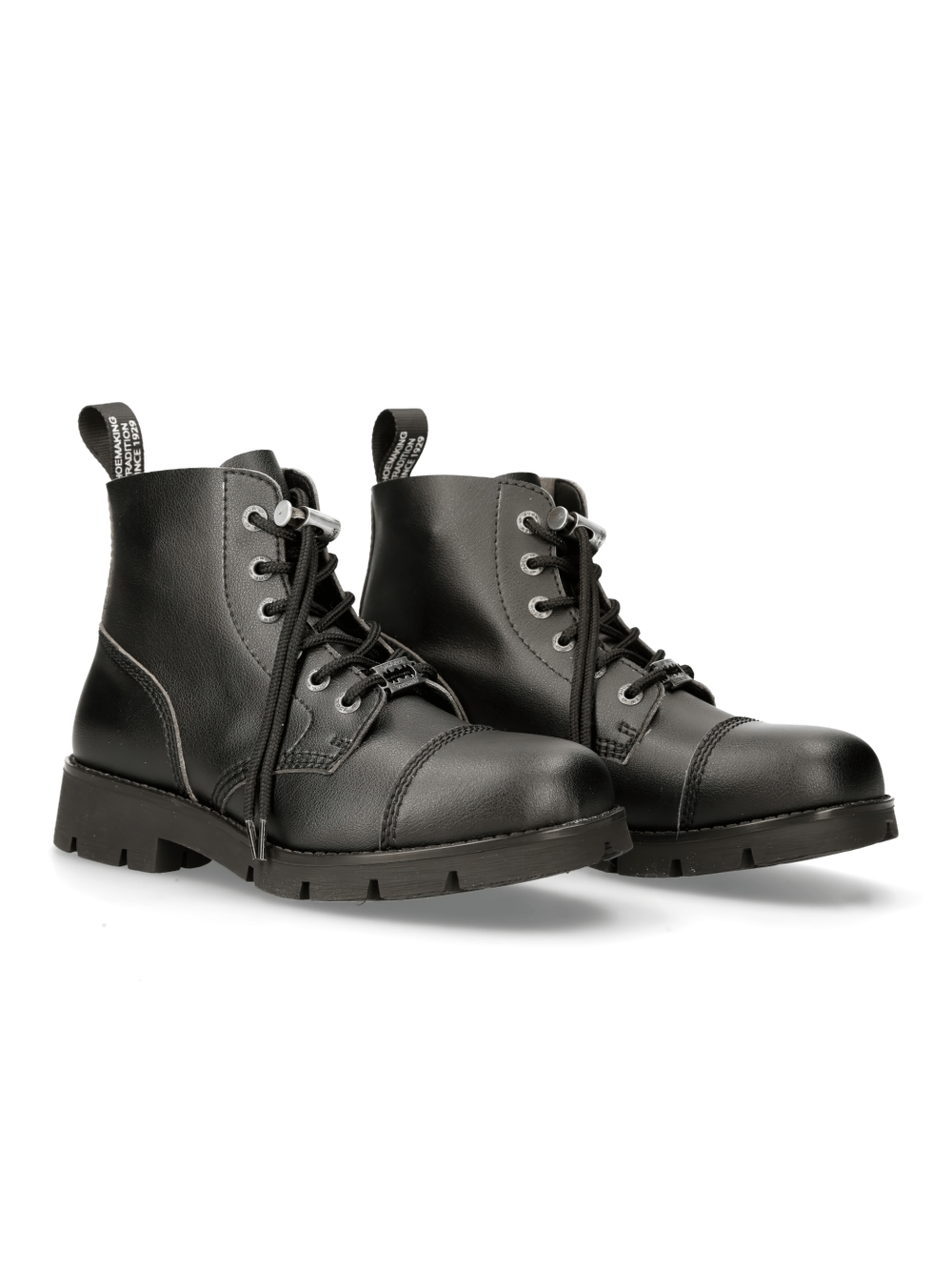 Stylish NEW ROCK Urban Black Ranger Lace-Up Ankle Boots for everyday wear with edgy punk design.