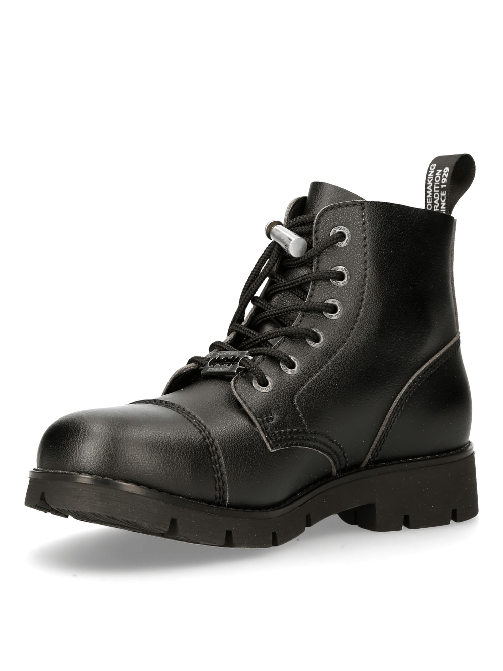 Stylish NEW ROCK Urban Black Ranger Lace-Up Ankle Boots for edgy everyday wear with punk rock flair.