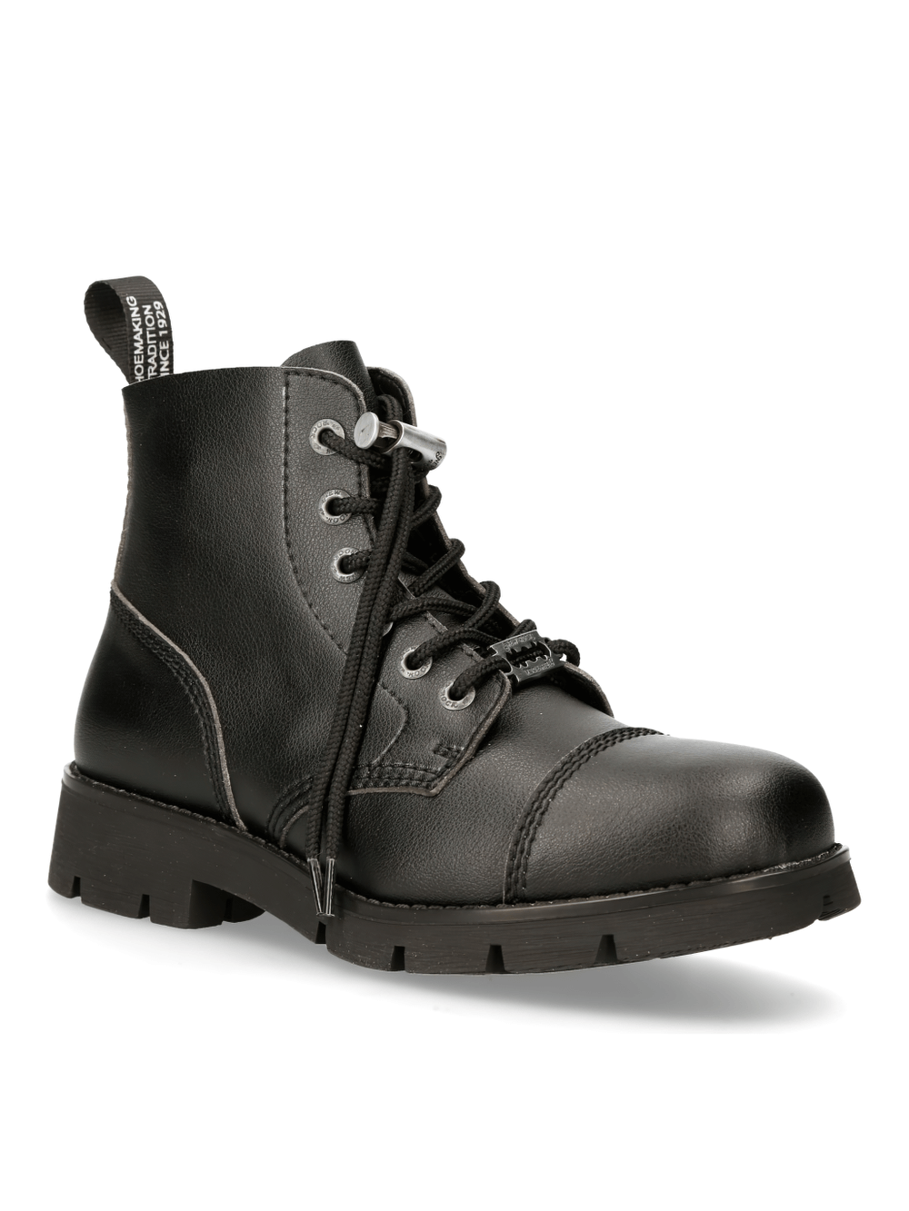 NEW ROCK Urban Black Ranger Lace-Up Ankle Boots for edgy everyday style and comfort.