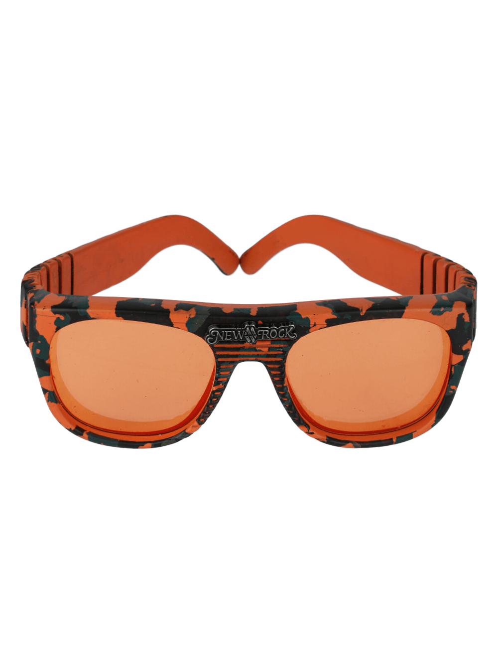 NEW ROCK urban camouflage sunglasses in vibrant orange, unisex design for bold fashion statements.