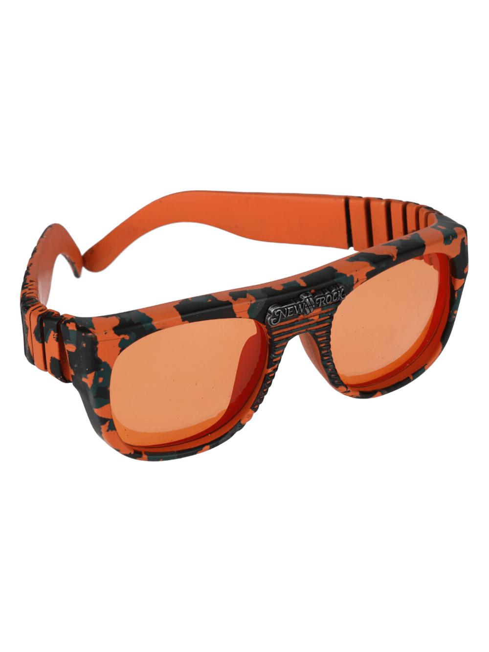 Vibrant Urban Camouflage Sunglasses with orange lenses and stylish pattern, perfect for fashion-forward individuals.