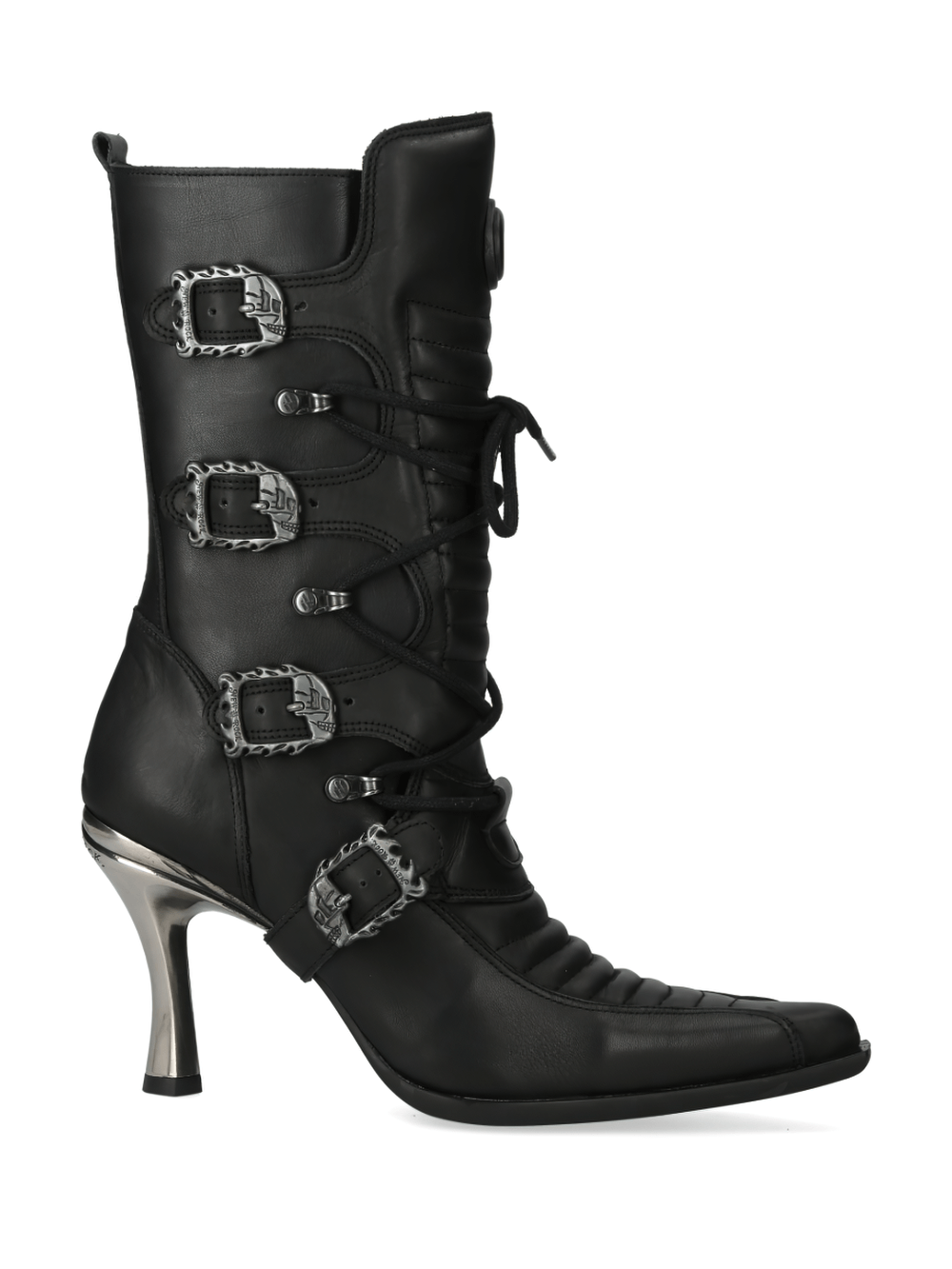 NEW ROCK Urban Gothic High-Heeled Lace-Up Boots featuring punk style design and premium leather craftsmanship.