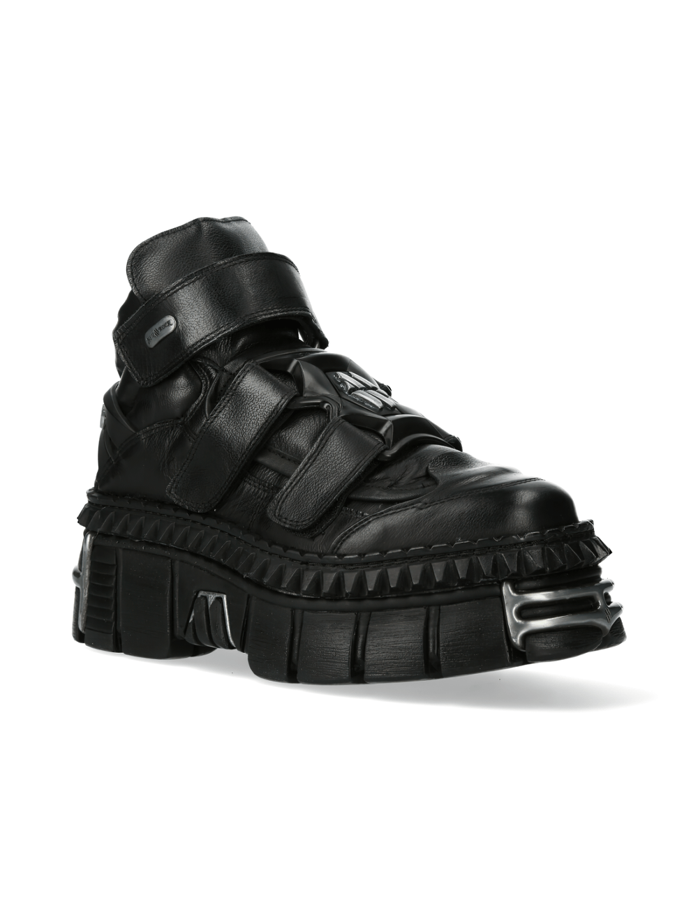 NEW ROCK Urban Heavy Black Ankle Boots with Velcro Straps